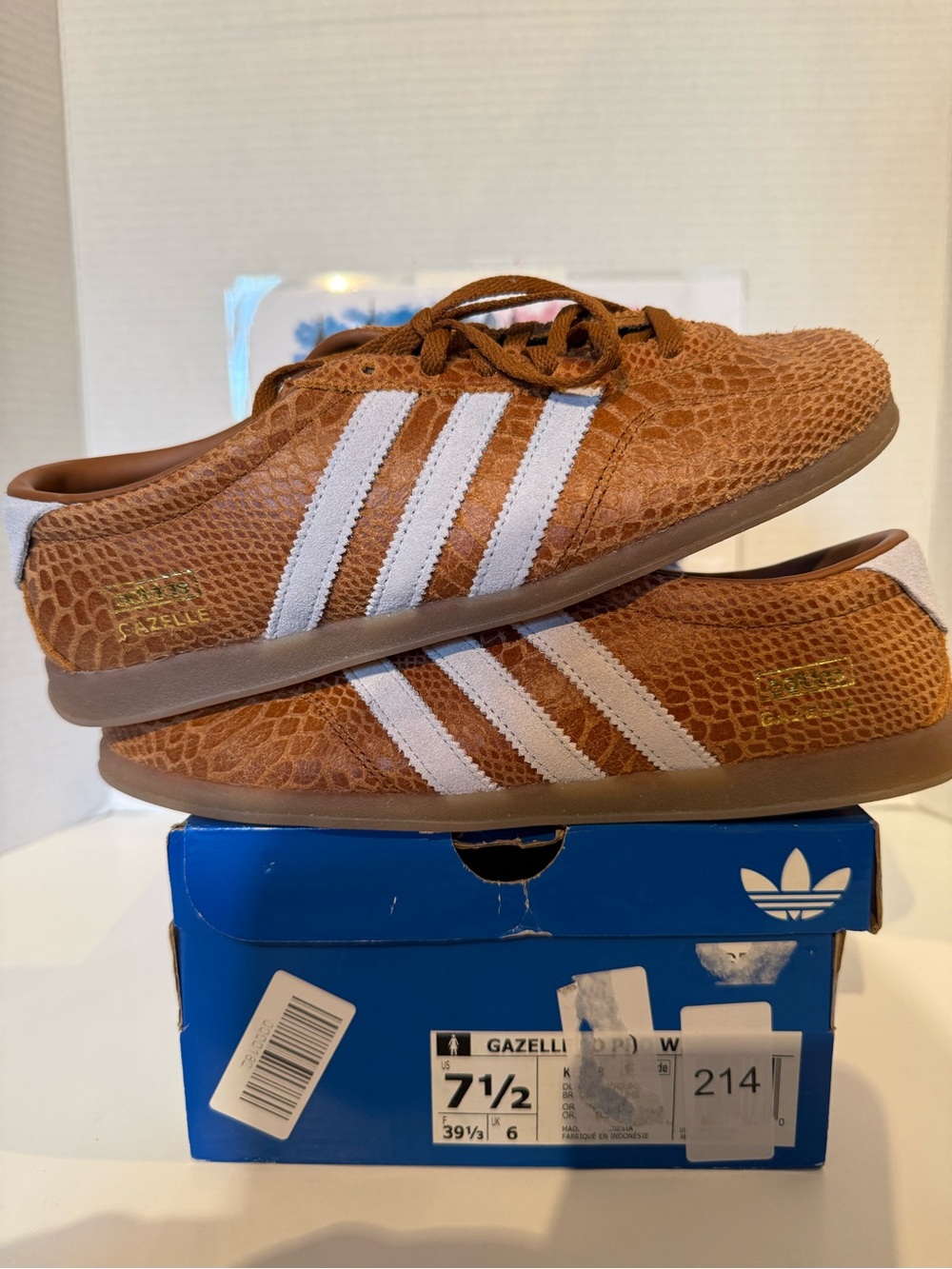 Adidas Gazelle Brown Crocodile  Leather Sneakers